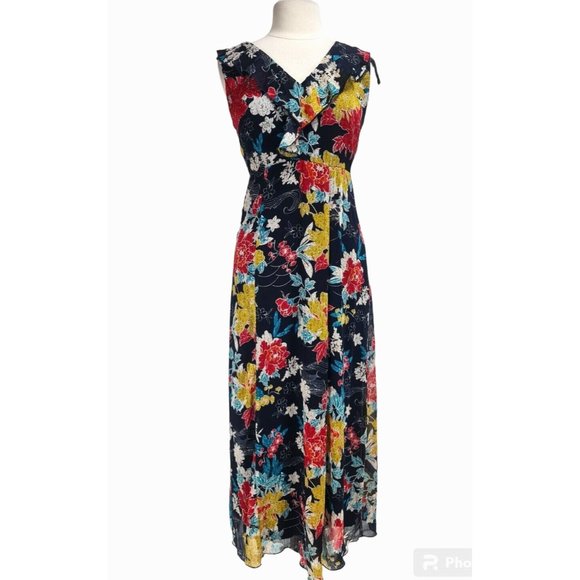 EN FOCUS STUDIO Dresses & Skirts - EN FOCUS STUDIO Women Size 6 Empire Maxi Dress Floral Chiffon V-Neck  26P
